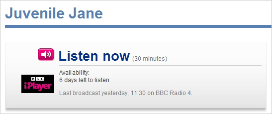 Juvenile Jane BBC Radio 4